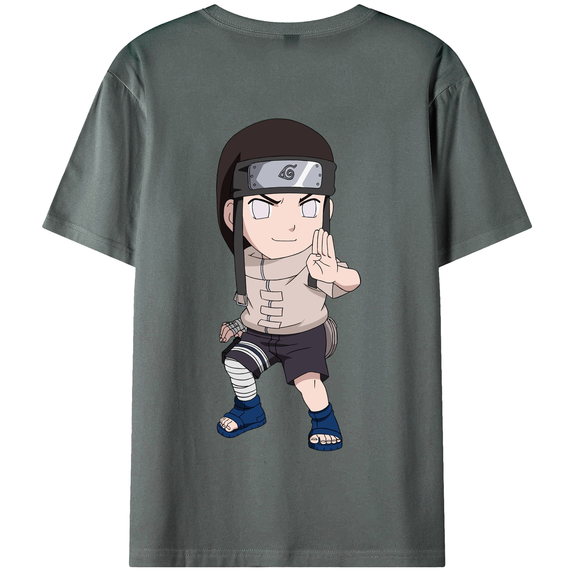 （画像用） NARUTO -ナルト- 日向ネジ Hyūga Neji 綿100％半袖Tシャツ（背面プリント）